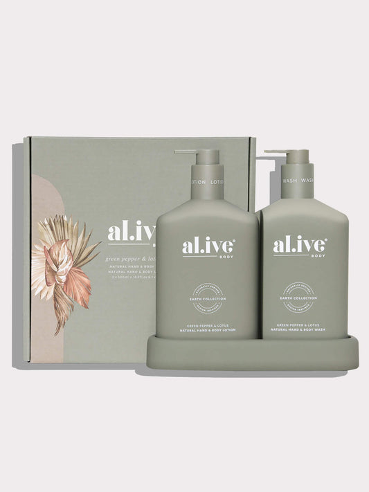 Wash & Lotion Duo + Tray - Green Pepper & Lotus