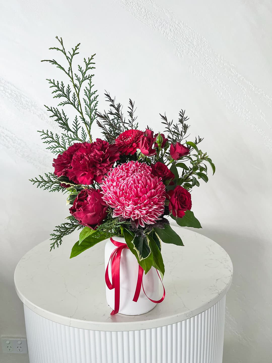 Cupid Red Ceramic Jar