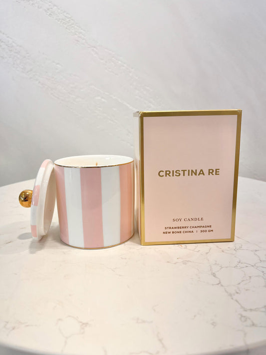 Blush Stripe Candle - Strawberry Champagne by Cristina Re